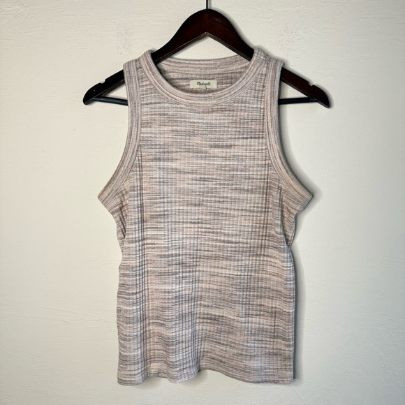 Madewell Brightside Rib Cutaway Tank Size Large Peachy Spacedye - Picture 2 of 6